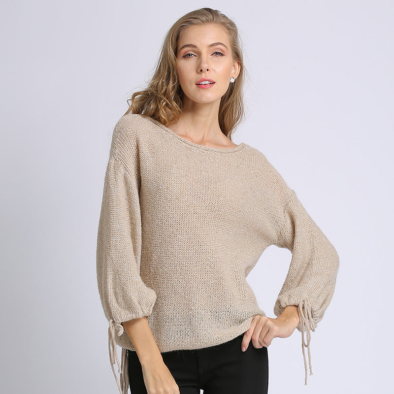 Leisure Straight Neck Long Sleeve Pullover Shirt