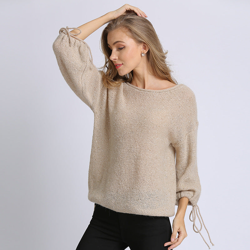 Leisure Straight Neck Long Sleeve Pullover Shirt