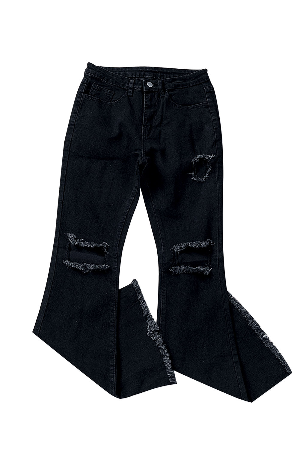 High Waist Ripped Bell Bottom Jeans