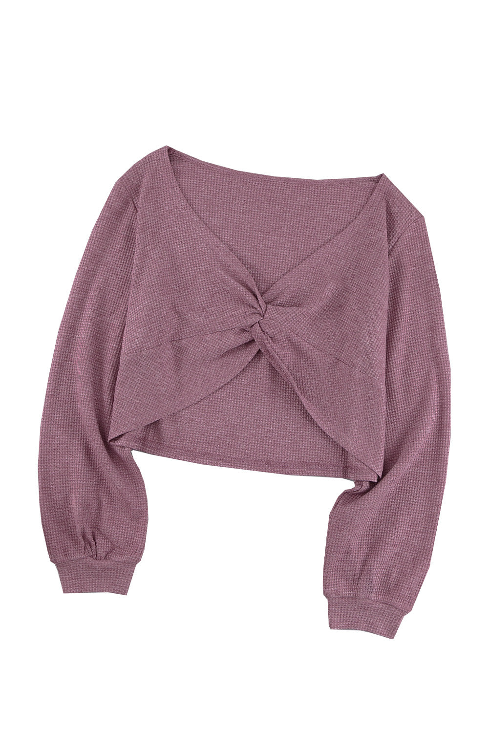Twist Knot Long Sleeve Waffle Knit Crop Top