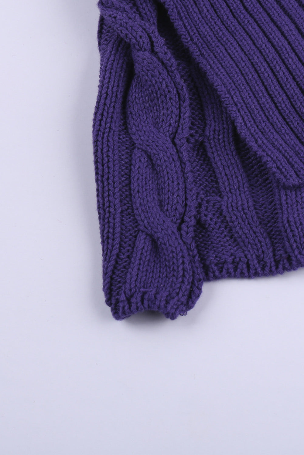 Colorblock Cable Knit Sweater with Slits