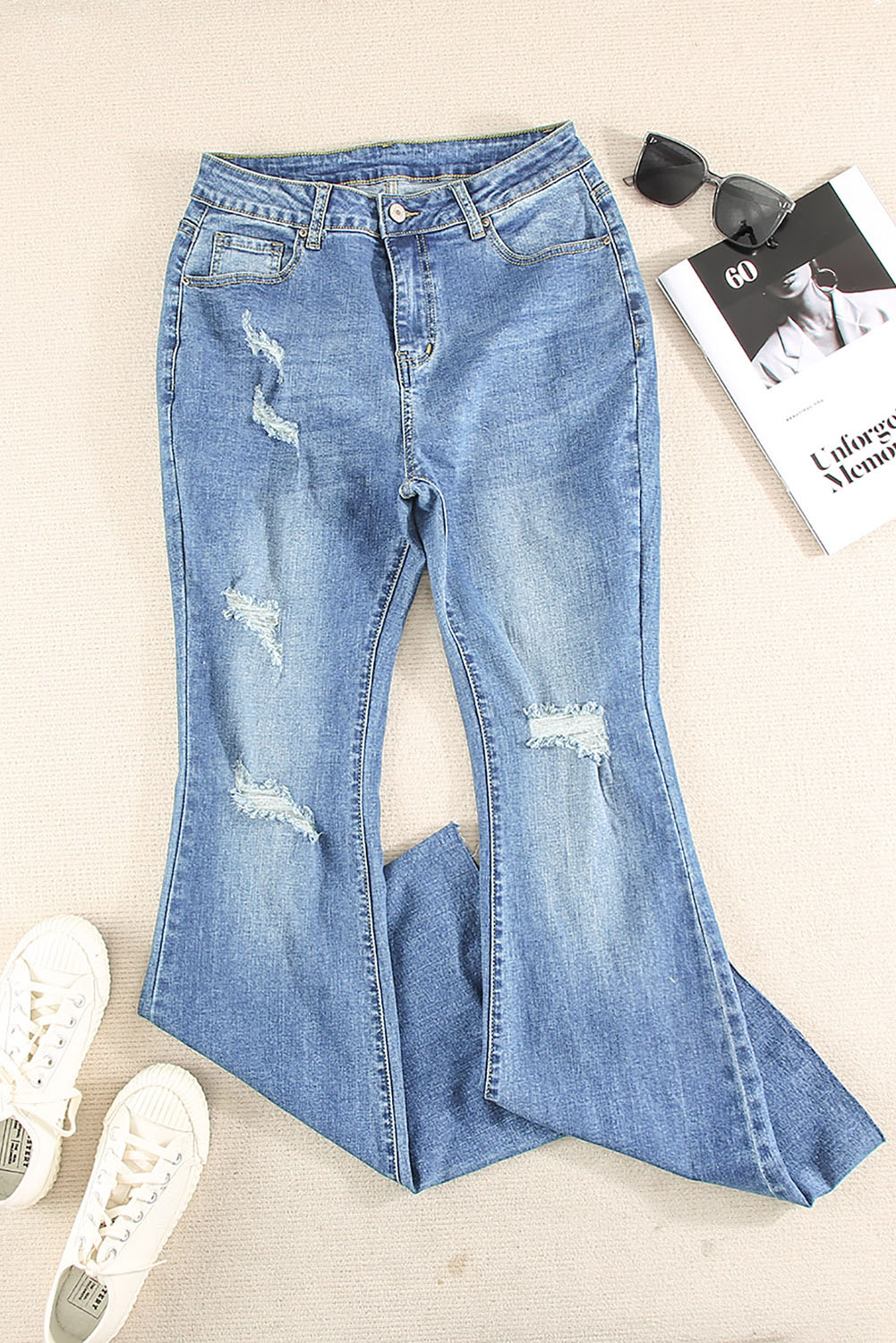 Dark Wash Mid Rise Flare Jeans