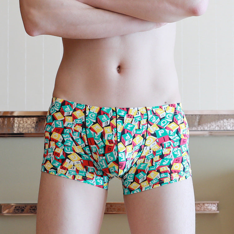 Summer Low-waisted Thin Ice Silk Men's Boxer Briefs