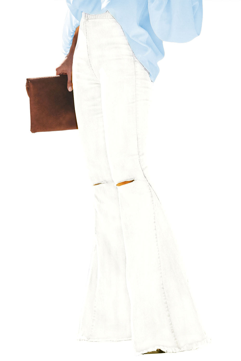 Multicolor Distressed Bell Bottom Denim Pants