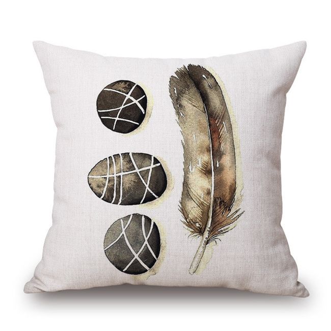 Feather Stone Artistic Linen Cotton Linen Printing Pillow Cover Cushion Cover