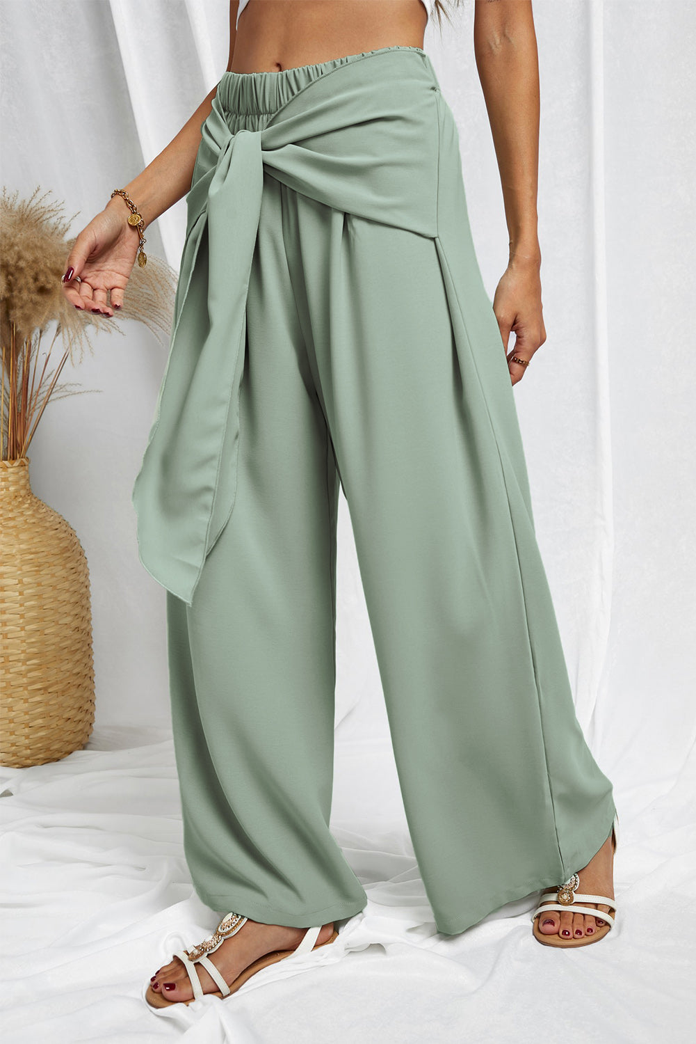 Tie Knot Wide Leg Pants