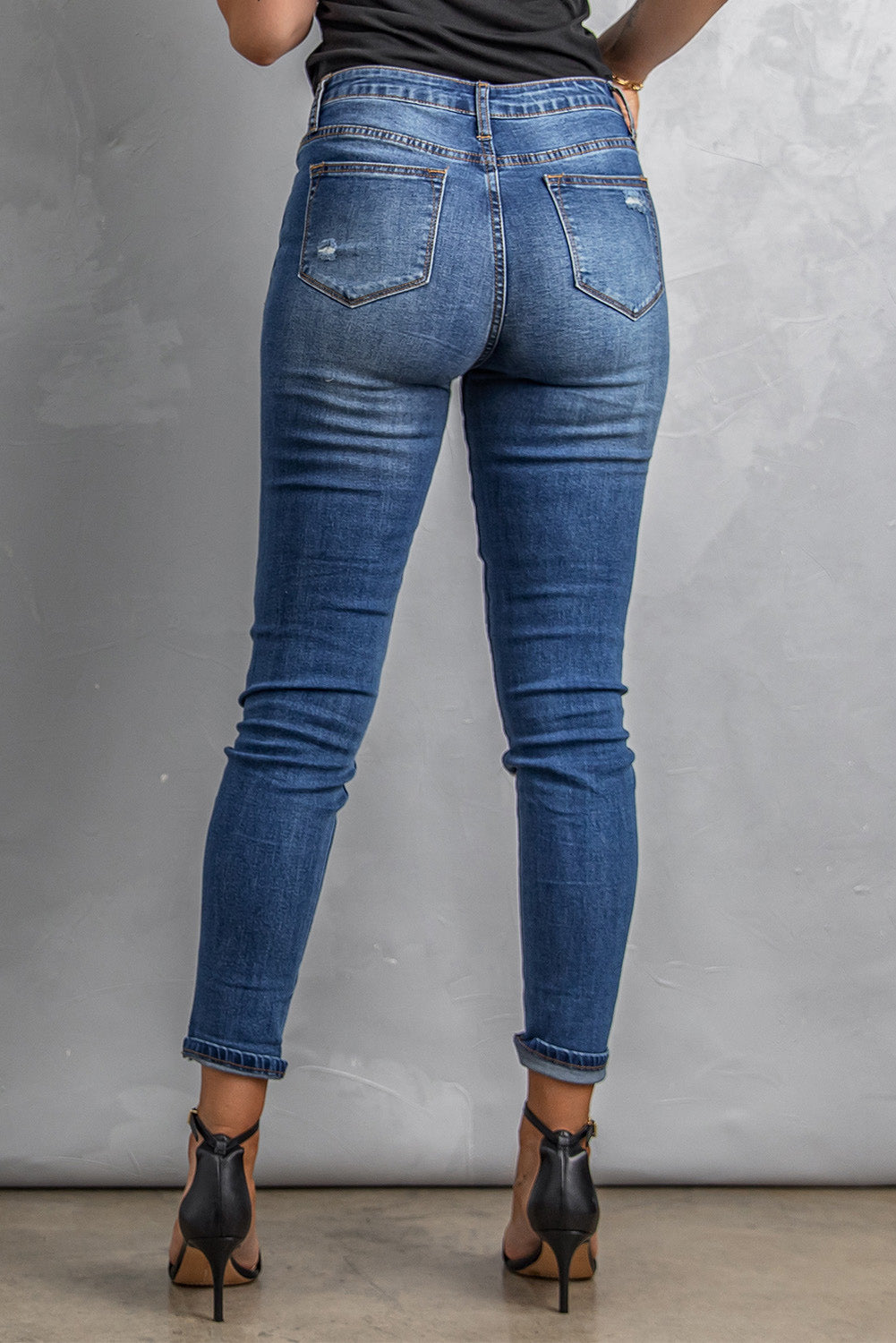 Floral Patch Destroyed Skinny Jeans