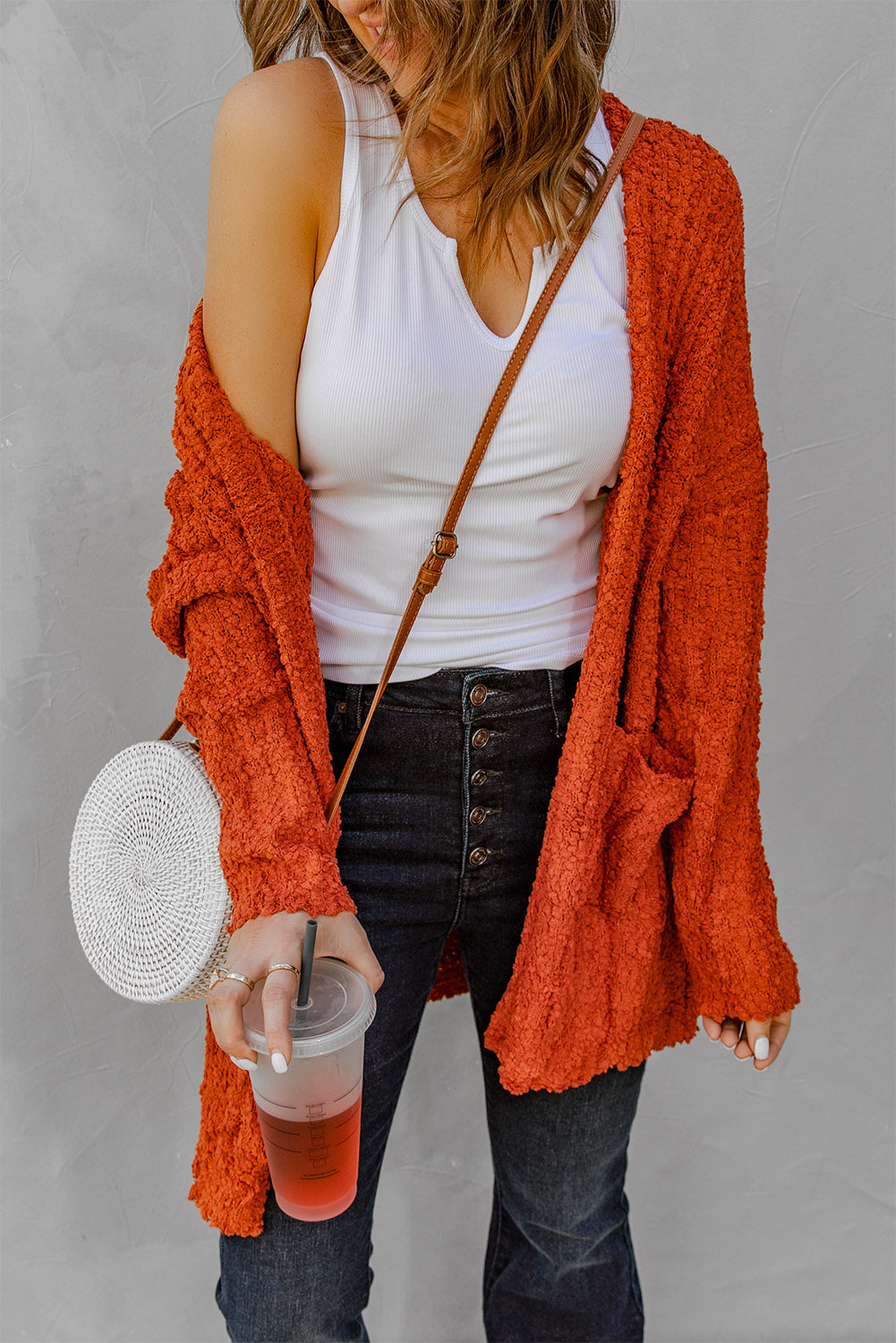 Dusty Pink Pebble Beach Textured Cardigan