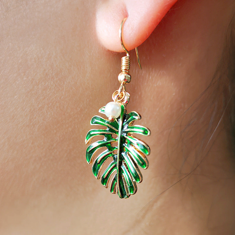 Trendy Boho Green Coconut Leaf Earrings