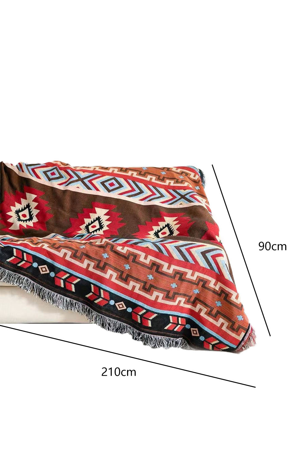 Multicolor Western Aztec Geometric Tasseled Large Blanket 90*210cm