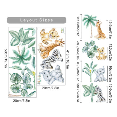 Boho Large African  Wild Animals Tropical Tree Wall Sticker