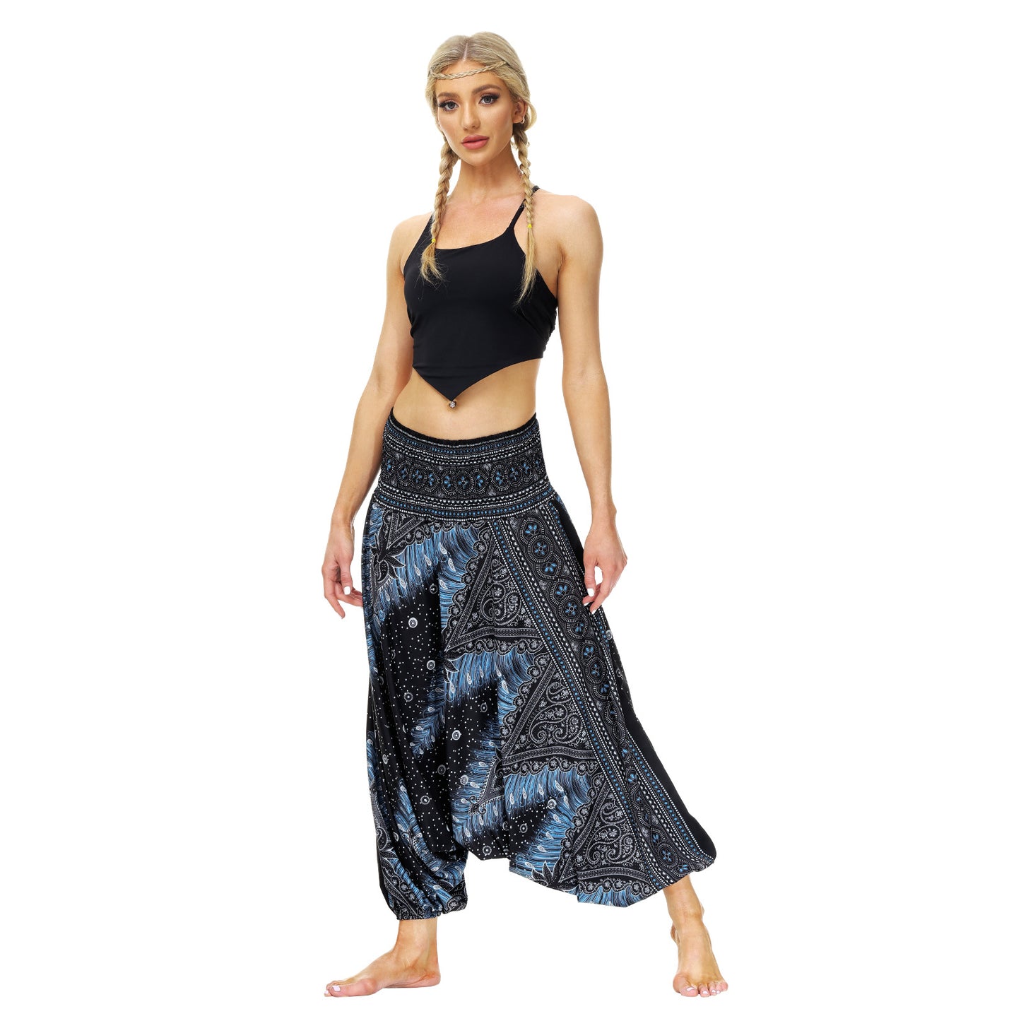 Digitally Printed Boho Casual Wide Leg Pants