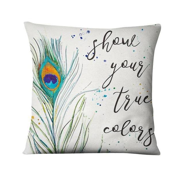 Peacock Feather Art Design Digital Printed Pillowcase