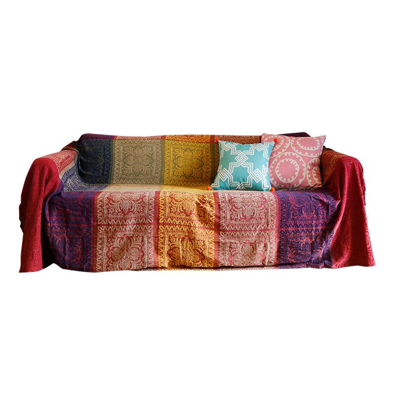 Ethnic Chenille Knitted Blanket Fabric Sofa Cover
