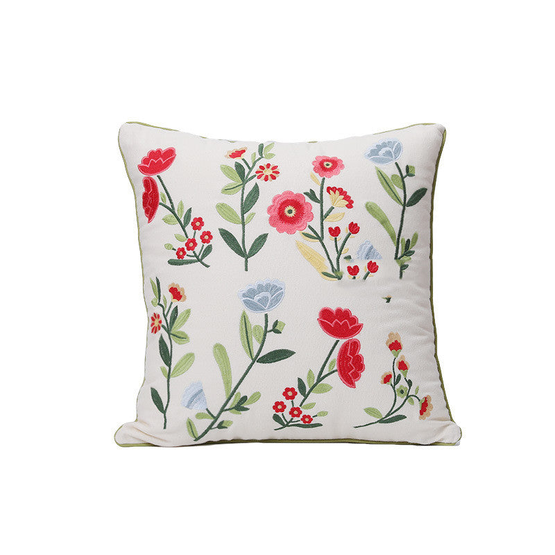 Home Embroidery Plants And Flowers Pillow