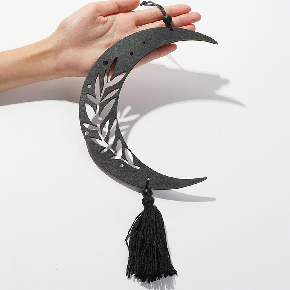 Moon Phase Wall Hanging Decor, Black Boho Moon Phase Garland Hanging Wall Art For Apartment Dorm Office Window Nursery Living Room Bedroom Decorative