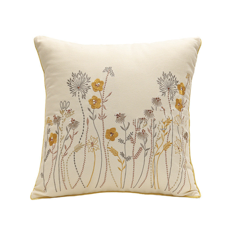 Home Embroidery Plants And Flowers Pillow