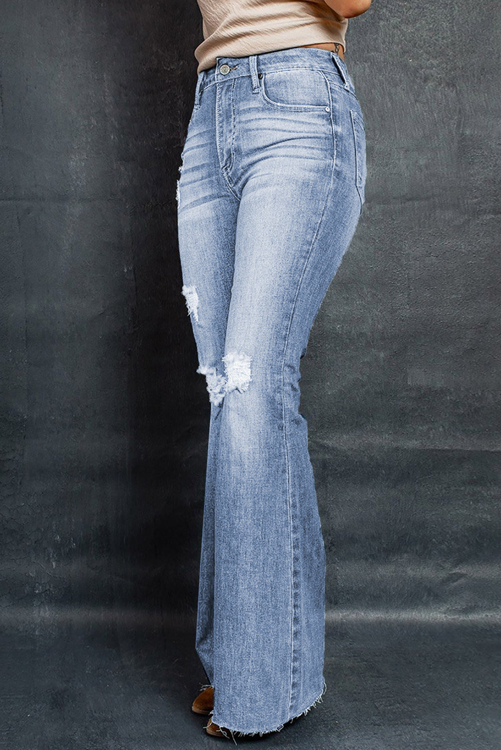 Dark Wash Mid Rise Flare Jeans
