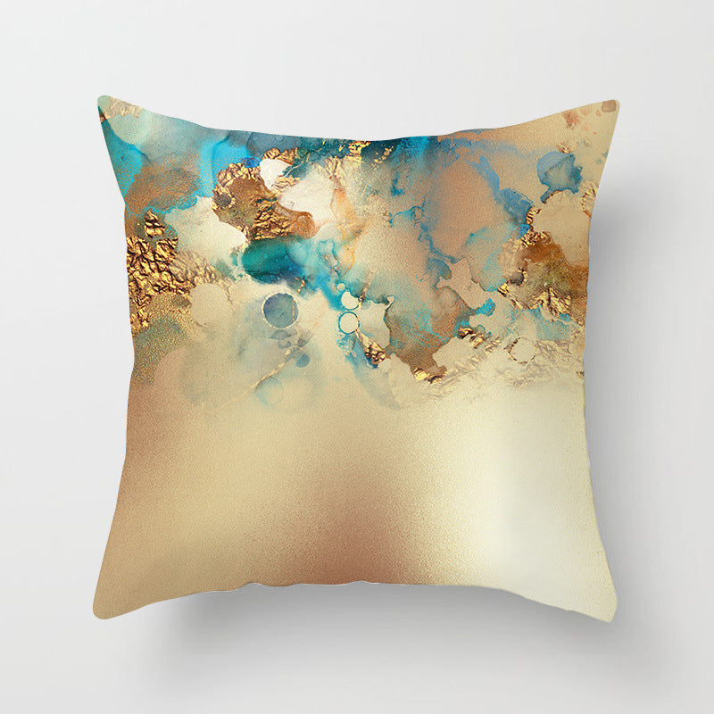 Nordic Watercolor Gold Foil Texture Printing Pillowcase