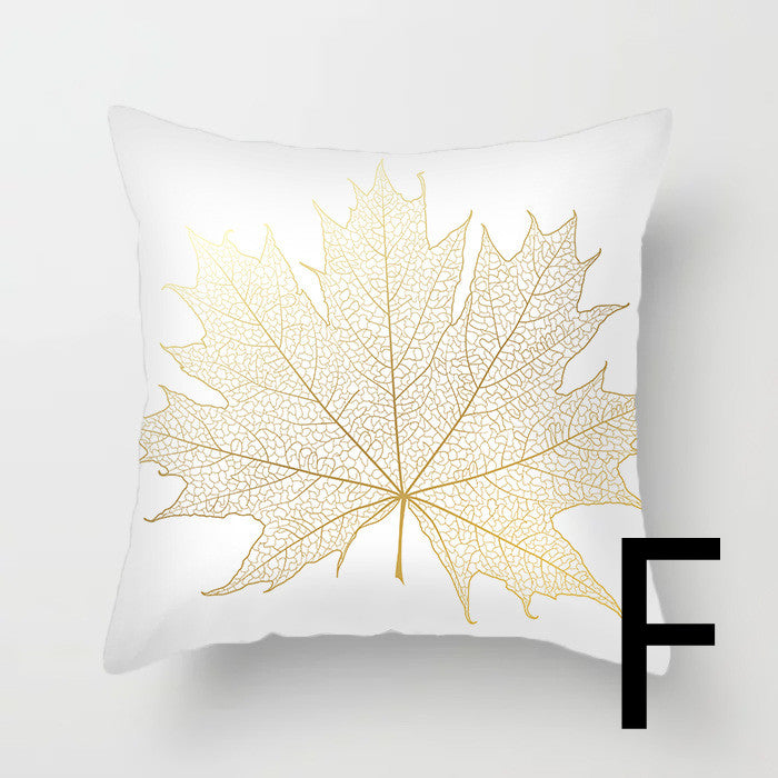 Sequined Pillowcase Leaf Flower Gold Flannel Bedside Backrest