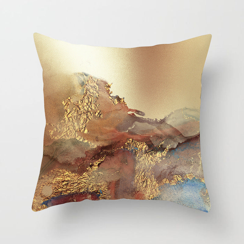 Nordic Watercolor Gold Foil Texture Printing Pillowcase