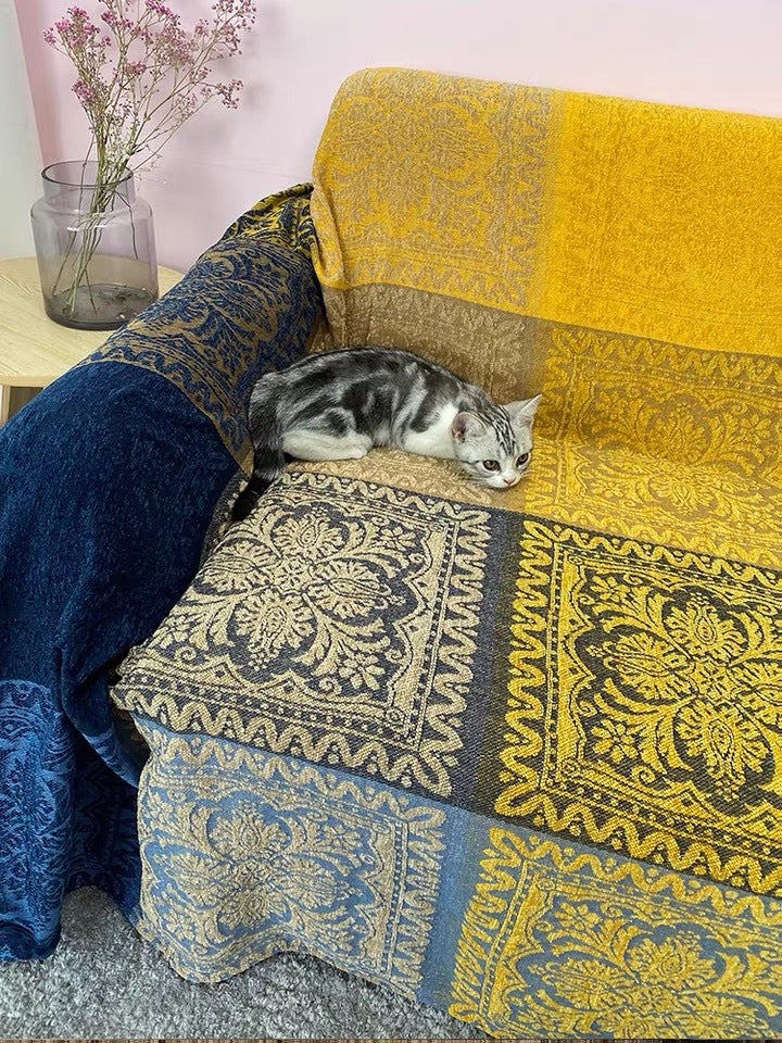 Nordic Folk Style Fullcover Chenille Sofa Blanket