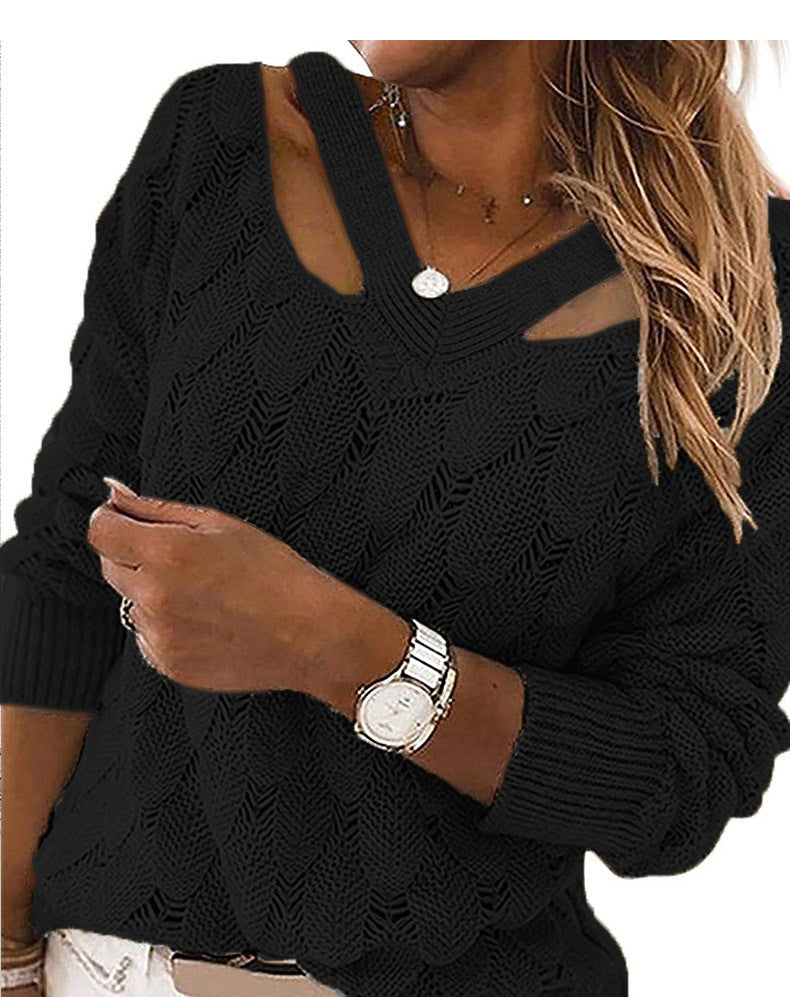 Women's Knit Sweater V-neck Strapless Sweater