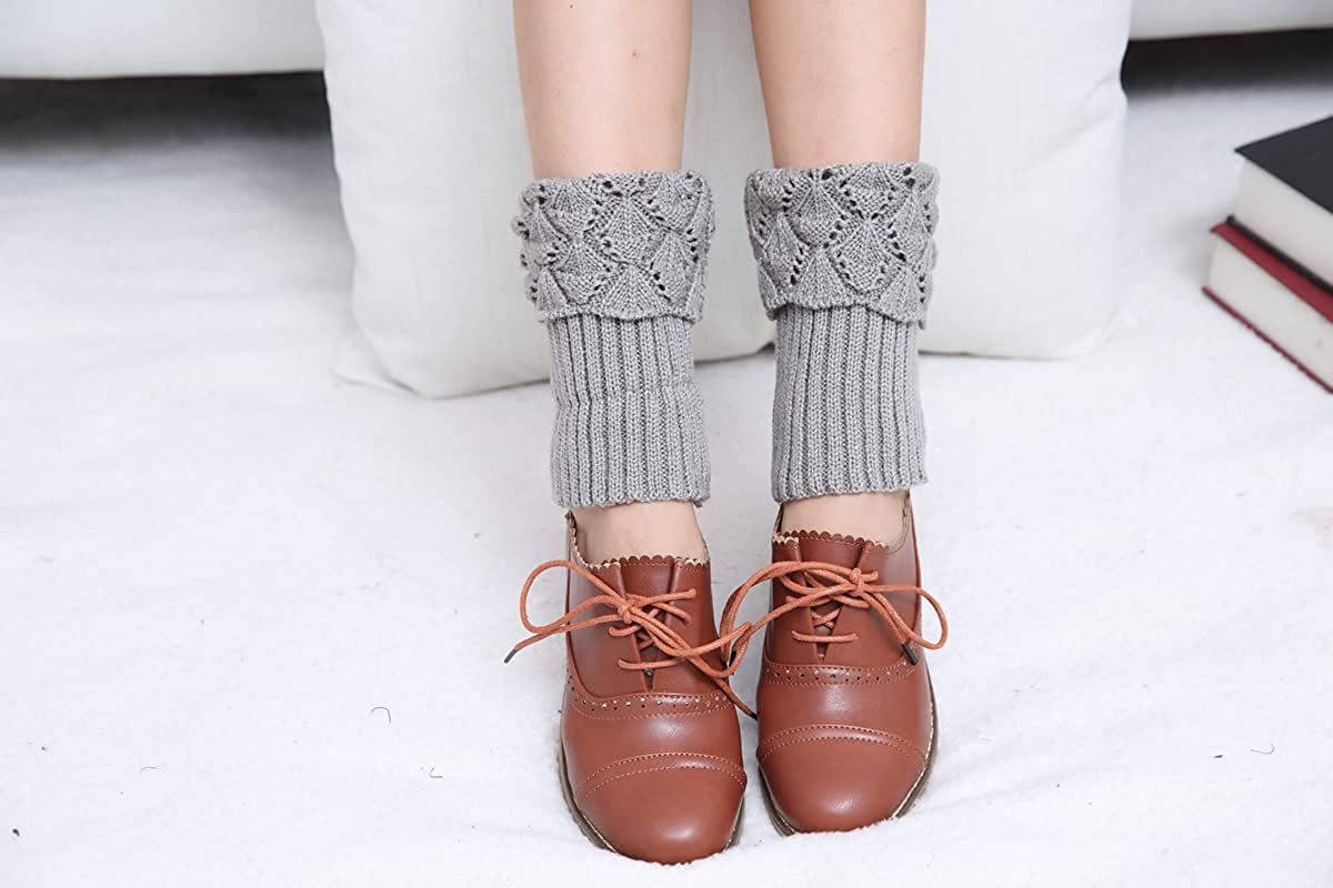 Womens Short Boot Cuffs Winter Warm Crochet Knitted Ankle Leg Warmers Socks