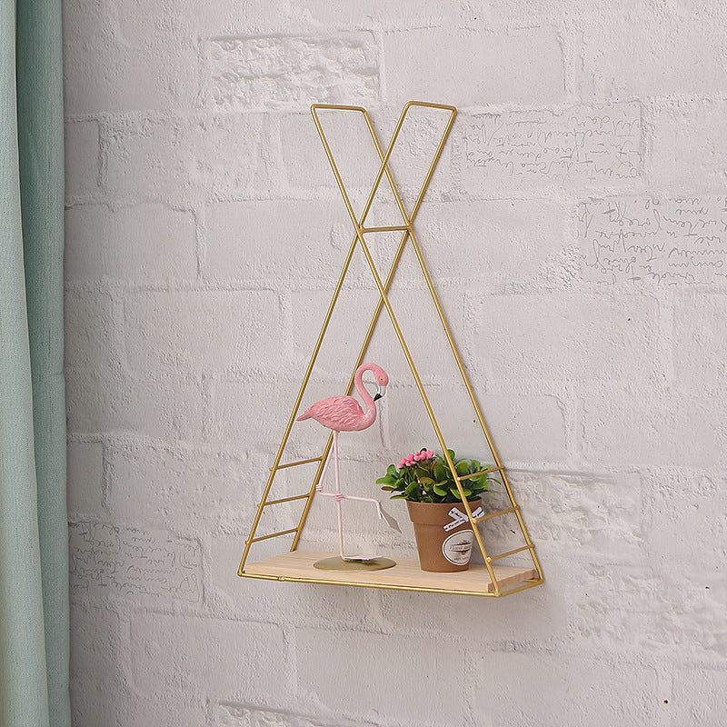Perforated Nordic Iron Wall Triangle Decorative Shelf