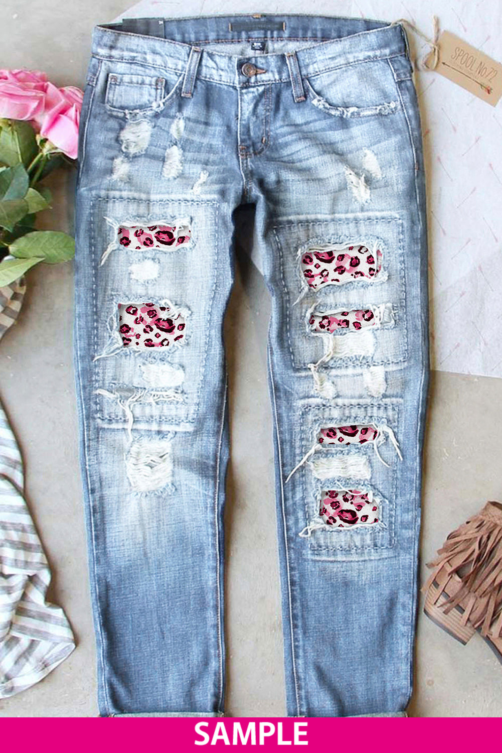 HAMMER AND FREE Graphic Cutout Ribbed Jeans