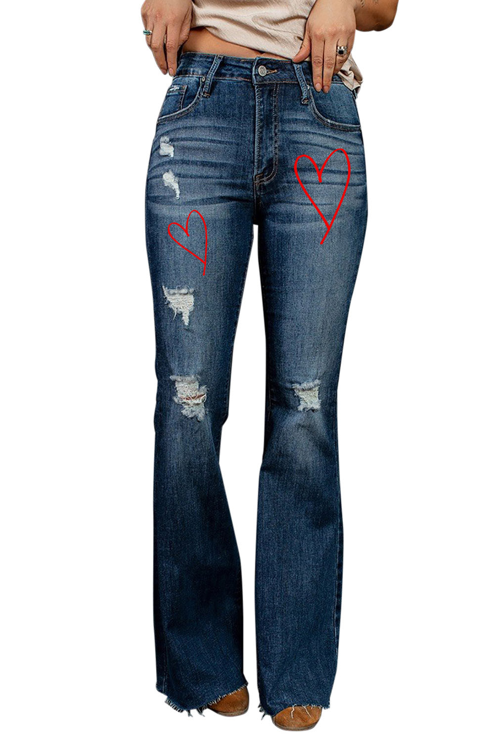 Dark Wash Mid Rise Flare Jeans