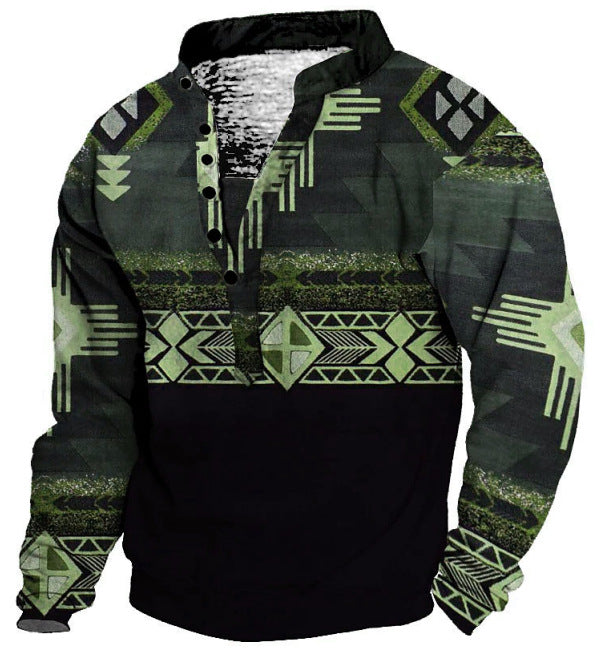 Men's Ethnic Totem Vintage Print Outdoor Casual Sweatshirt