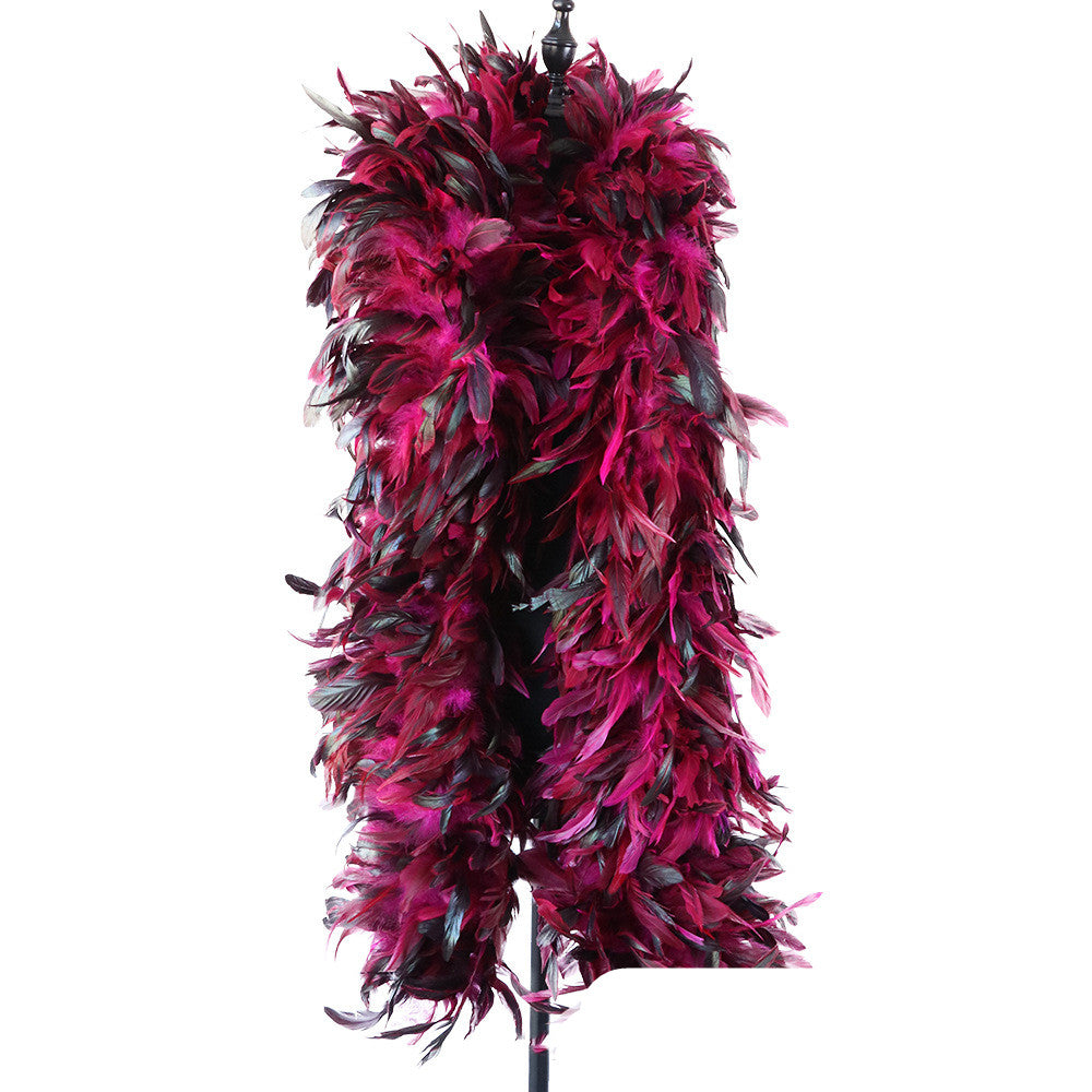 Purple Swimming Tops Catwalk Dress Up Colorful Chicken Feather Scarf Accessories Velvet Dance