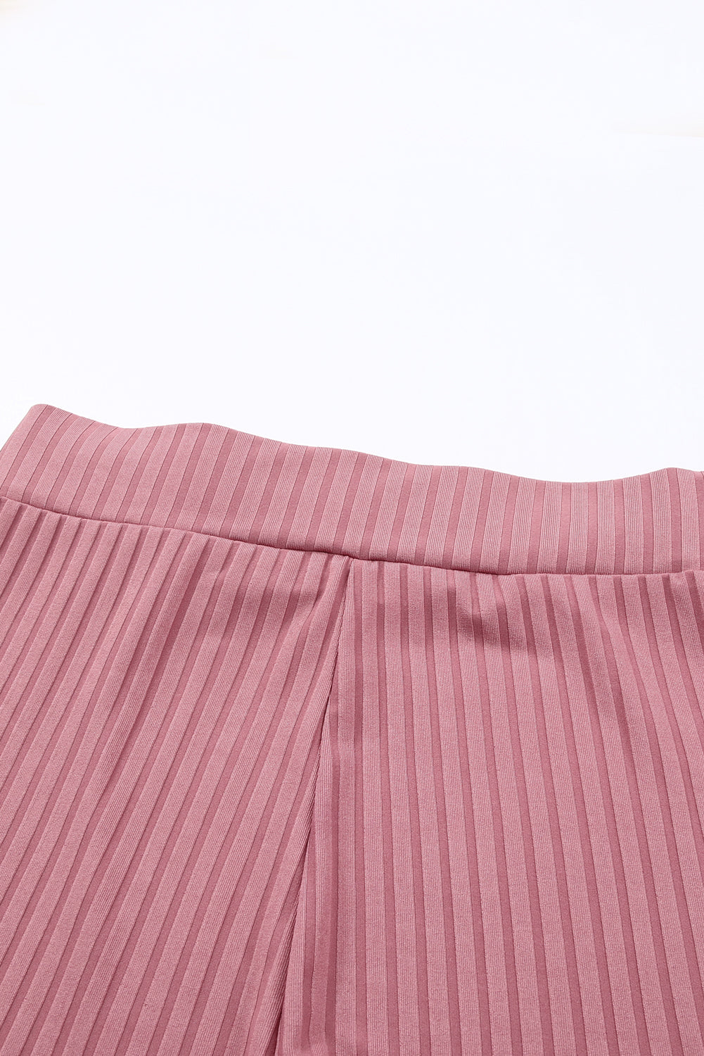 Ribbed Knit High Rise Wide Leg Pants