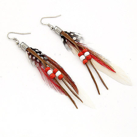 Alloy Fashion Personality Elegant Feather Tassel Gauze Pendant Earrings Earrings