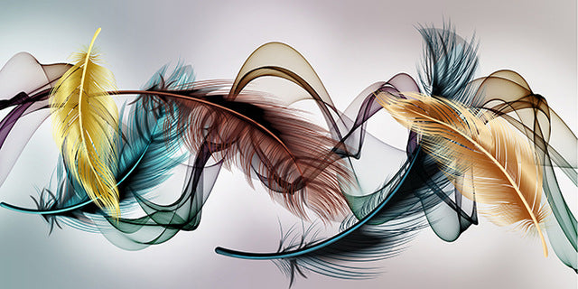 Large Ginkgo Leaf And Feathers Square Rhinestone Mosaic Embroidery Round Decoration Nordic Poster