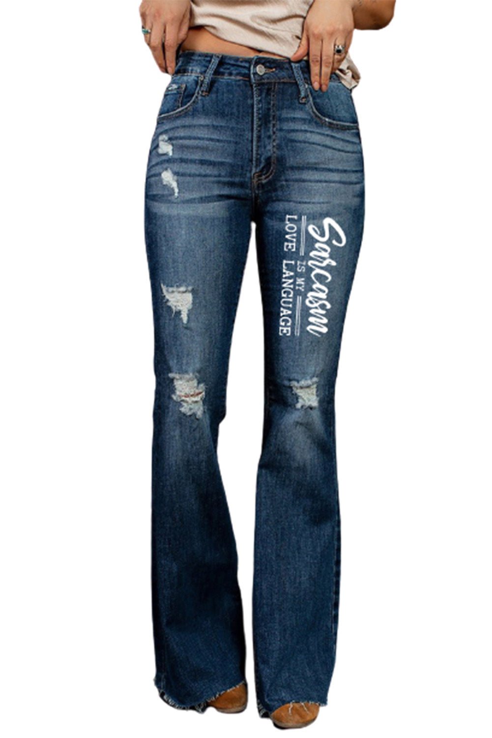 Dark Wash Mid Rise Flare Jeans