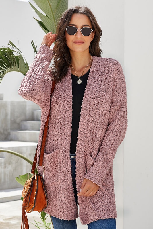Dusty Pink Pebble Beach Textured Cardigan