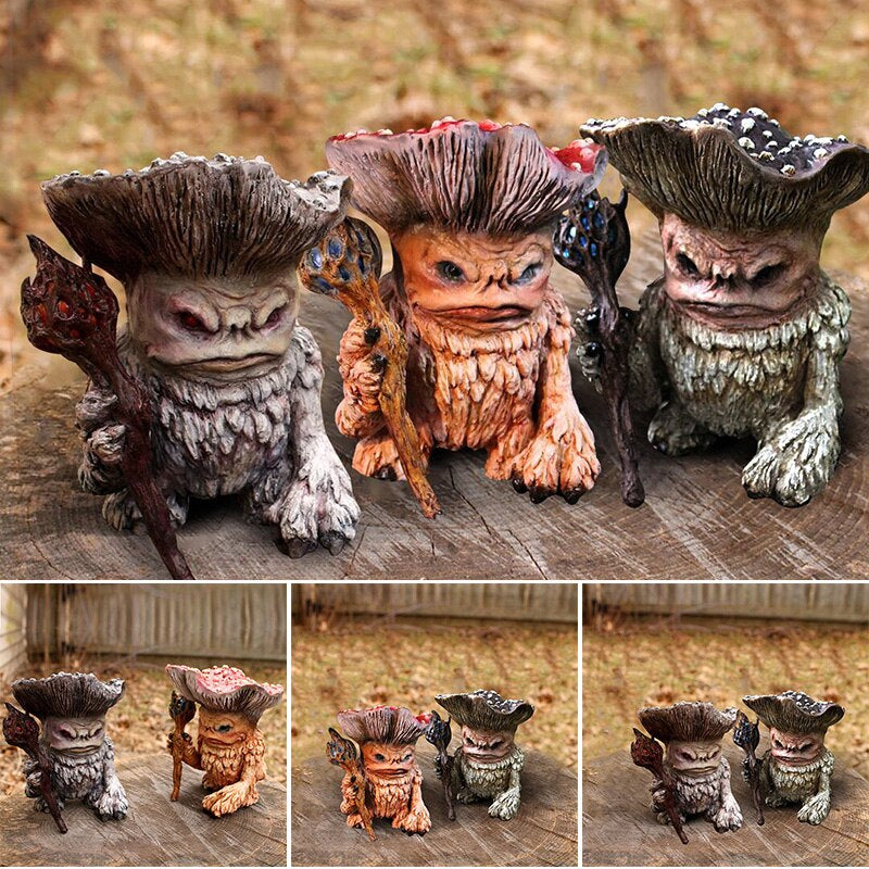 Fairy Mushroom Monster Shaman Wizard Troll Resin Garden Ornament Yard Lawn Outdoor Decor MUMR999