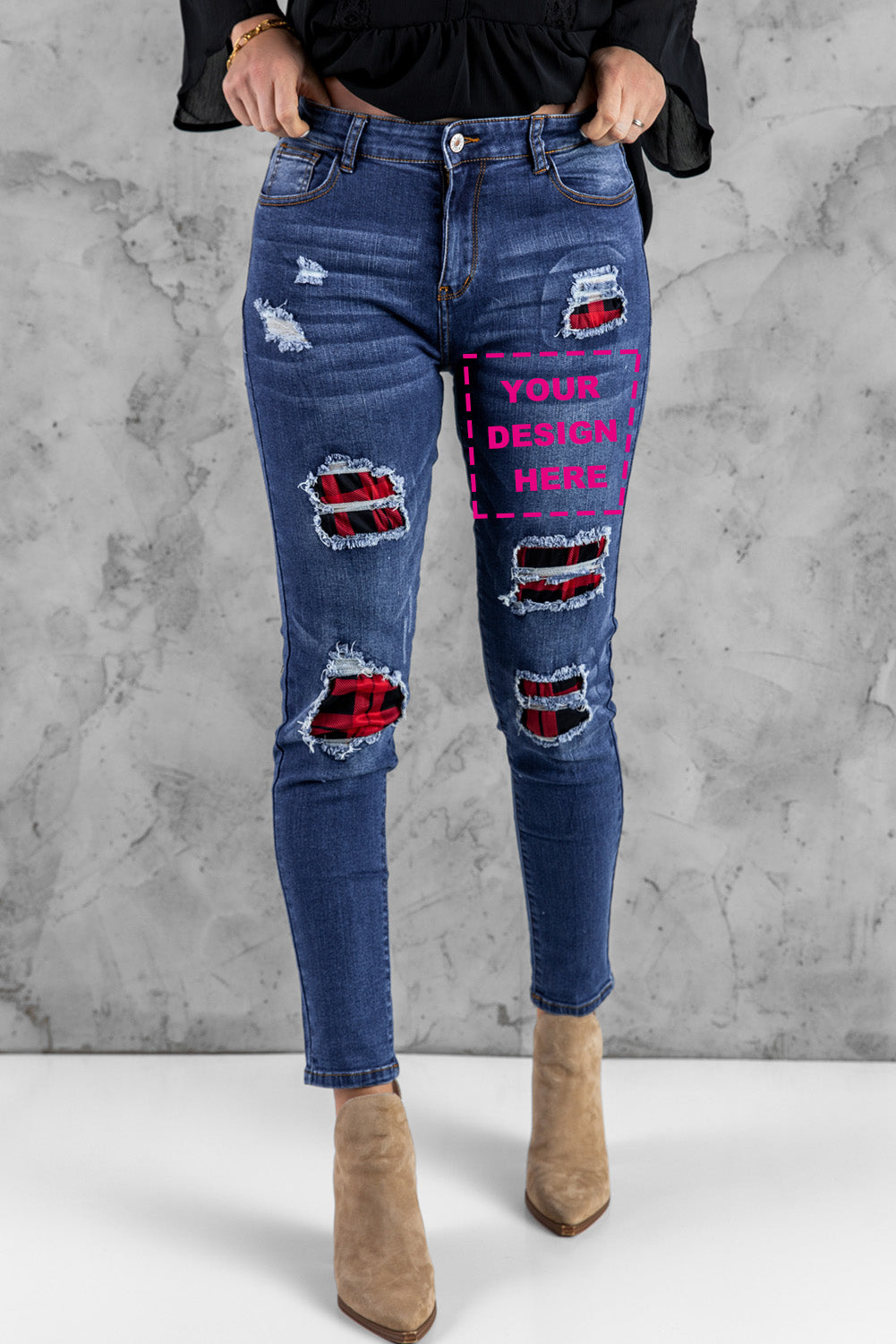 Floral Patch Destroyed Skinny Jeans