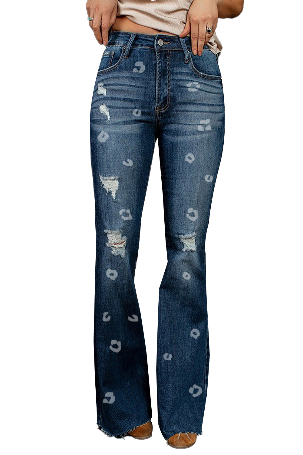 Dark Wash Mid Rise Flare Jeans