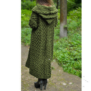 Lazy Style Hooded Long Cardigan Sweater