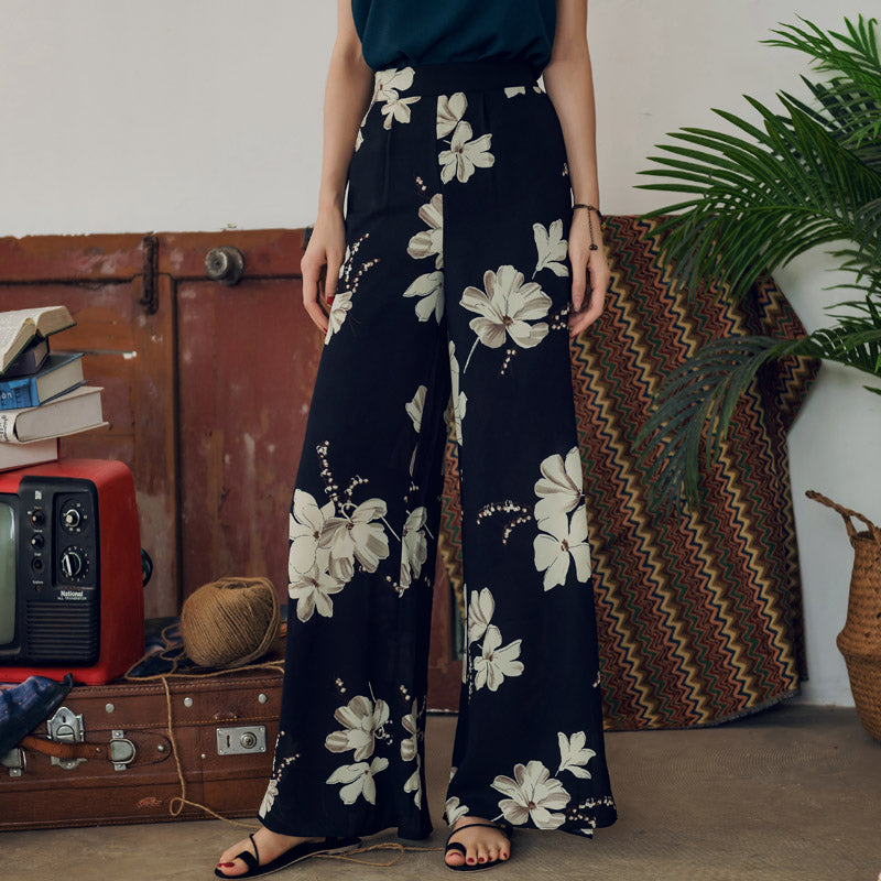 Women's Summer High Waist Retro Boho Loose Trousers