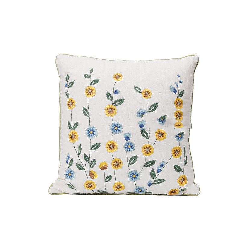 Home Embroidery Plants And Flowers Pillow