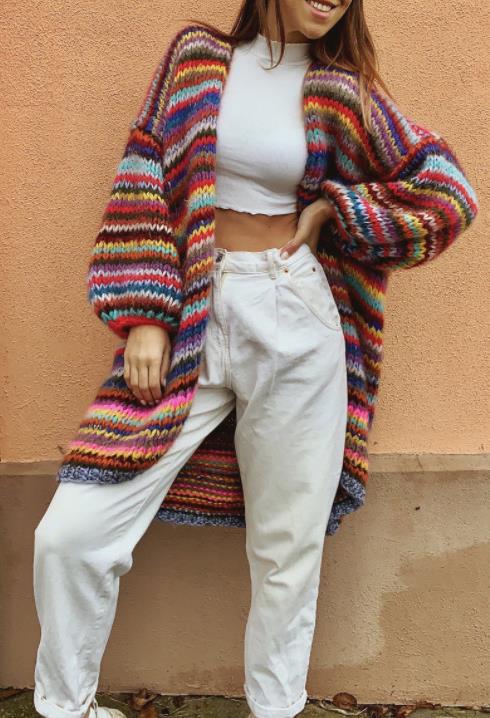 Knit Sweater Striped Hippocampus Female Long Hair