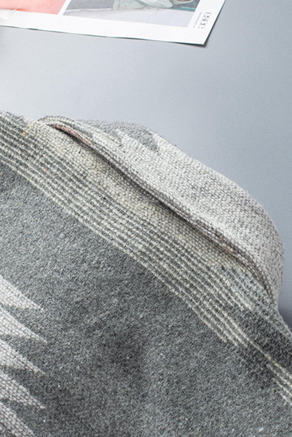 Distressed Aztec Print Lapel Long Sleeve Button Shirt Jacket