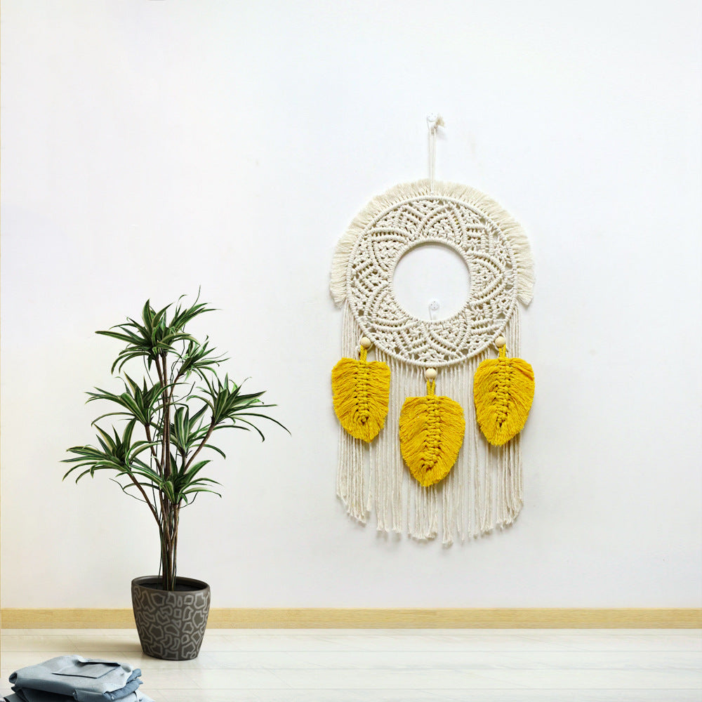 Simple Boho Woven Tapestry Tassel Feather Trim