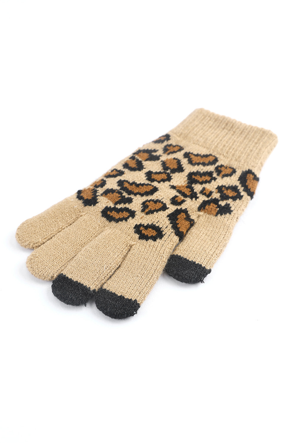 Leopard Pattern Knit  Touch Screen Gloves