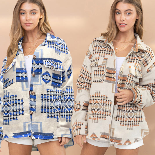 Aztec Wool Coat Thickened In Winter