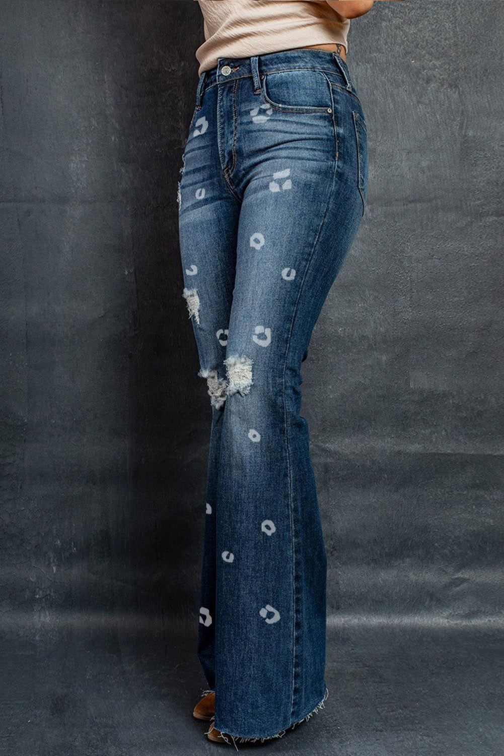 Dark Wash Mid Rise Flare Jeans